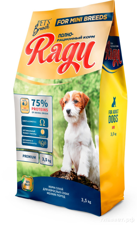 Корм сухой для взрослых собак мелких пород "RAGU", 3,5 кг