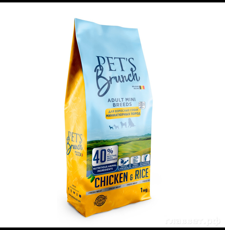 Корм сухой для взрослых собак миниатюрных пород "PET'S BRUNCH ADULT SUPER MINI BREEDS, 4 кг