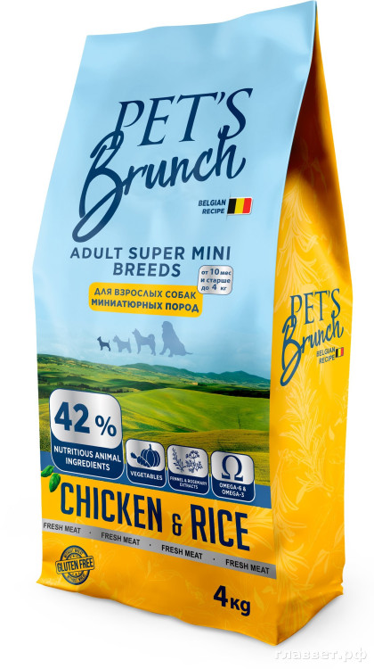Корм сухой для взрослых собак миниатюрных пород "PET'S BRUNCH ADULT SUPER MINI BREEDS, 4 кг