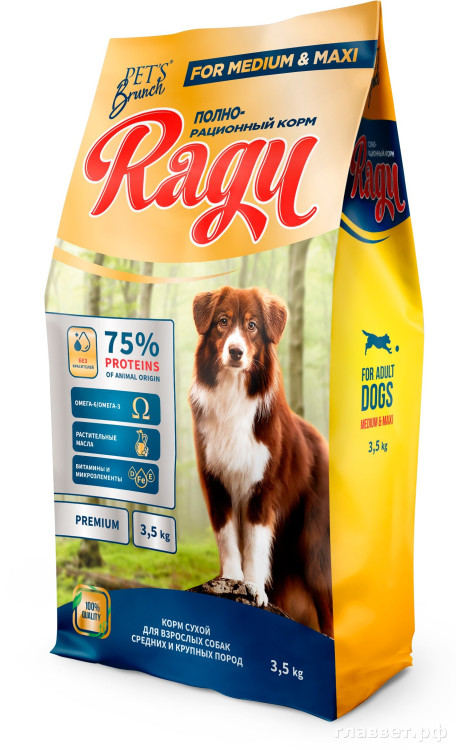 Корм сухой для взрослых собак средних и крупных пород "RAGU", 3,5 кг