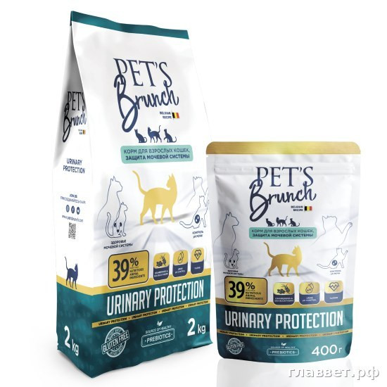 Корм сухой для взрослых кошек, защита мочевой системы «PET’S BRUNCH URINARY PROTECTION», 2 кг