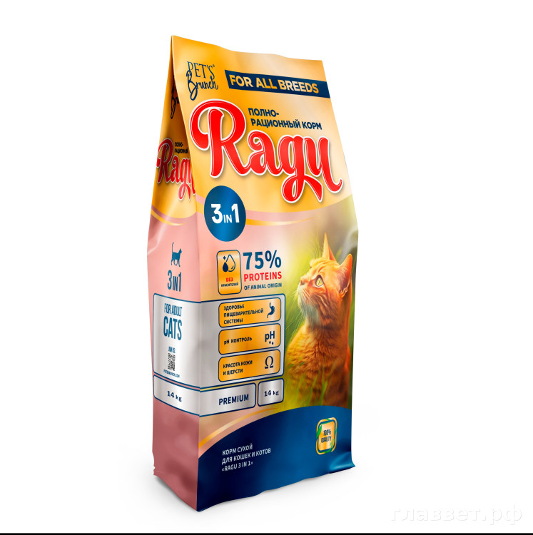 Корм сухой для кошек и котов "RAGU", 14 кг