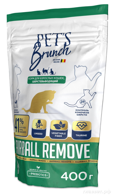 Корм сухой для кошек шерстевыводящий «PET’S BRUNCH HAIRBALL REMOVE», 0,4 кг