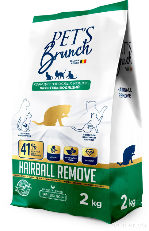 Корм сухой для кошек шерстевыводящий «PET’S BRUNCH HAIRBALL REMOVE», 2 кг