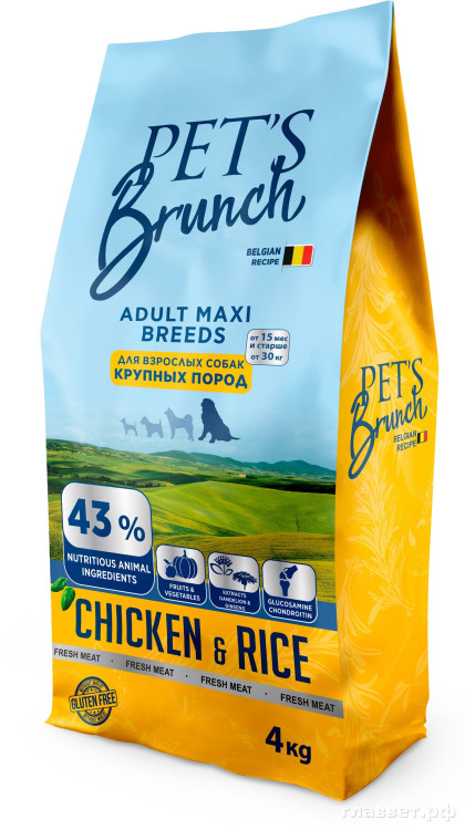 Корм сухой для взрослых собак крупных пород "PET'S BRUNCH ADULT MAXI BREEDS", 4 кг