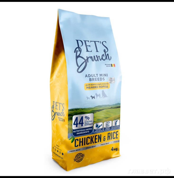 Корм сухой для взрослых собак мелких пород "PET'S BRUNCH ADULT MINI BREEDS", 15 кг